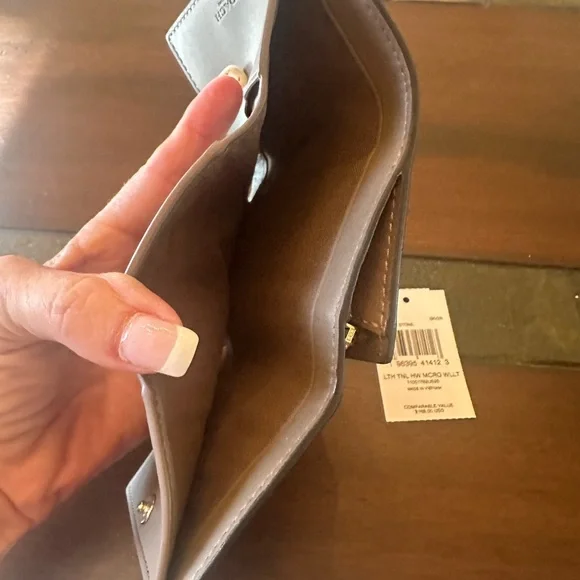 Coach Dark Stone Micro Wallet NWT Tonal Hardware - Picture 9 of 10